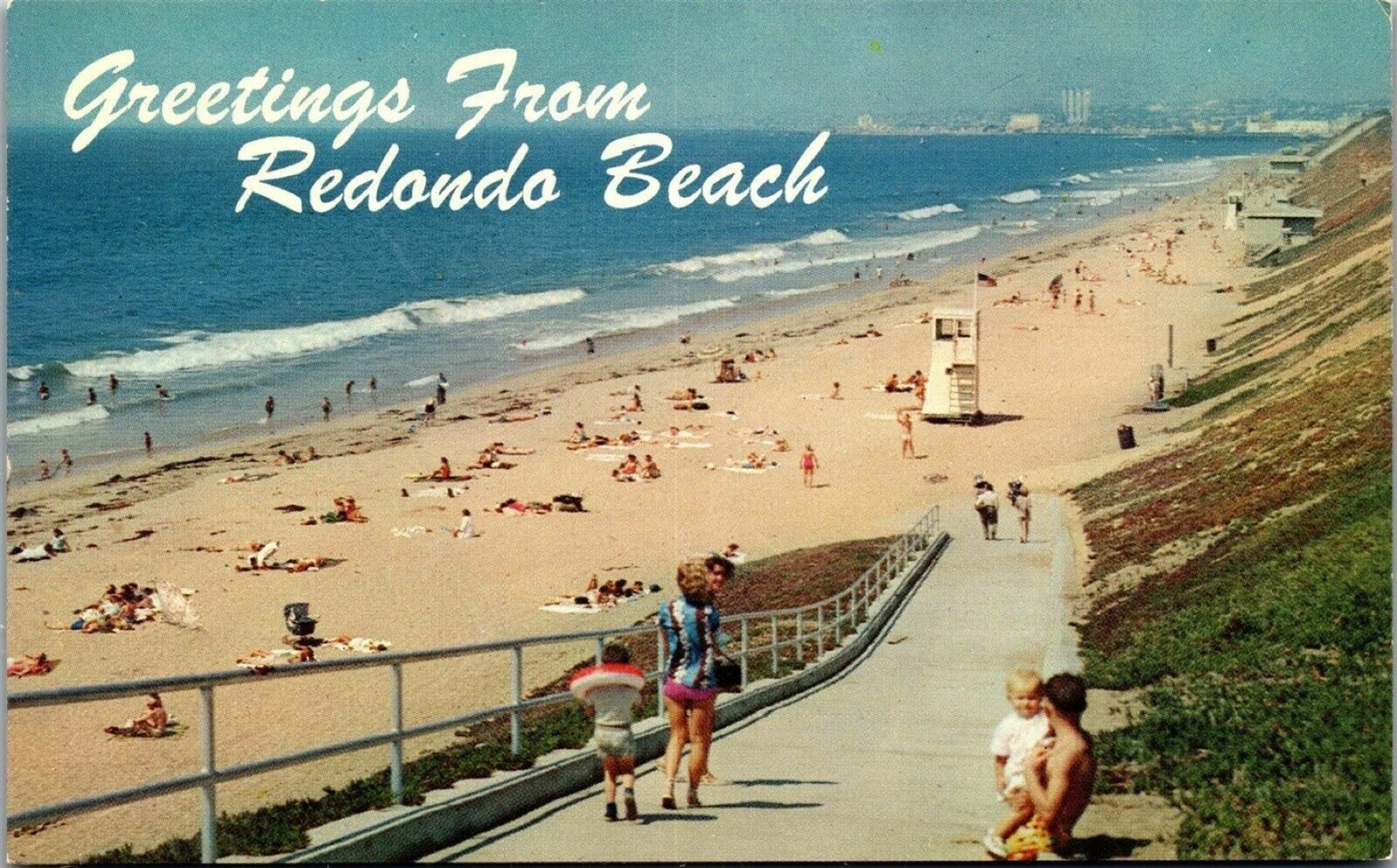 Vintage postcard style view of Redondo Beach